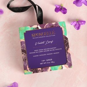Spongelle Violet Leaf Boxed Flower Body Wash Infused Buffer Sponge *BNIB